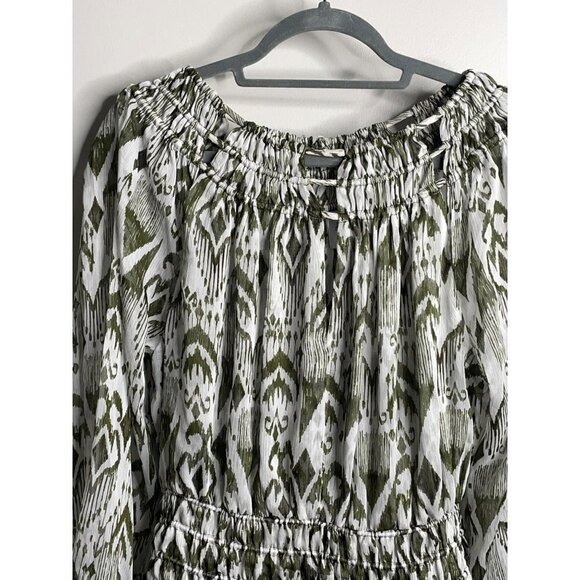 New MISA LA Mercy Chiffon Mini Dress Size M Lined Pullover Green - Picture 7 of 9